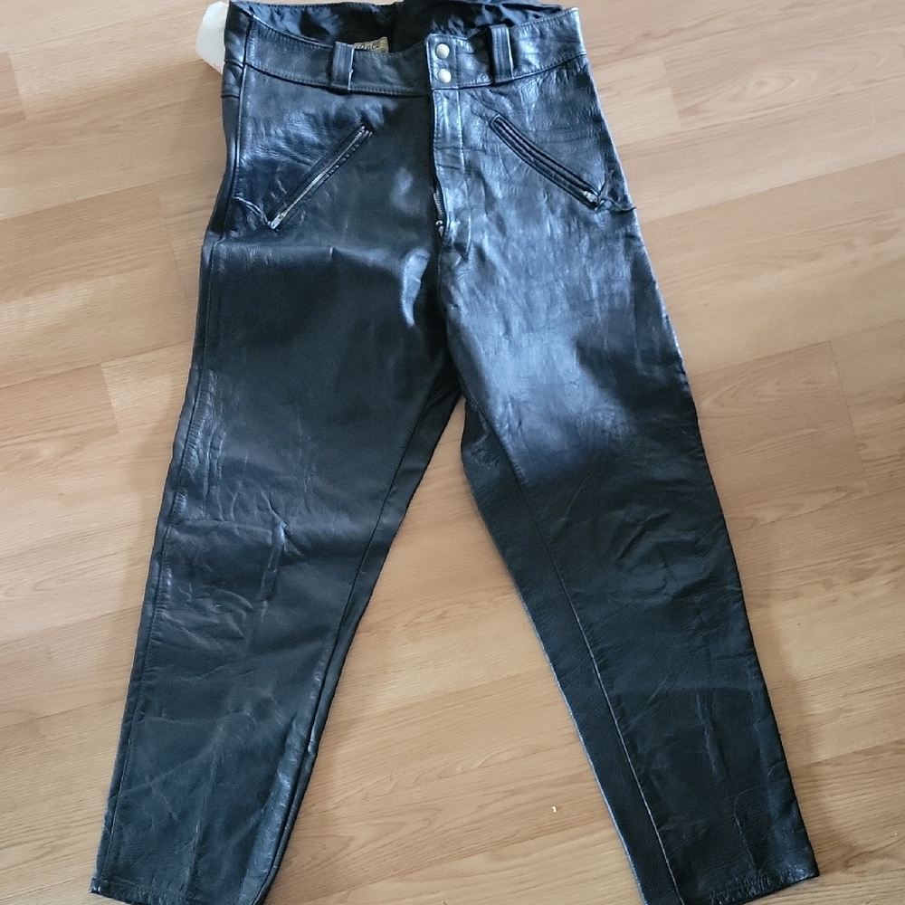 Men's Black Leather Riding Pants